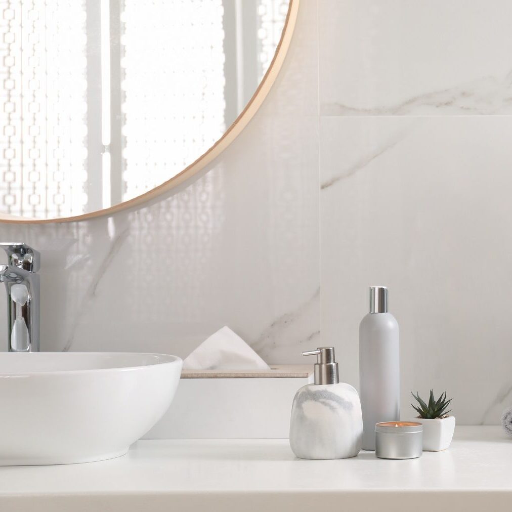 Clean bathroom counter from maid service in Flower Mound, TX
